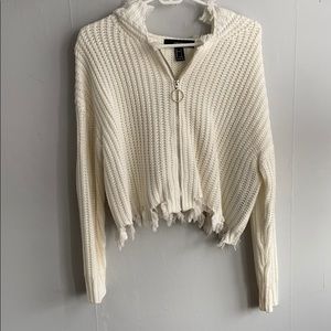 Forever 21 Cropped Zip Up Sweater